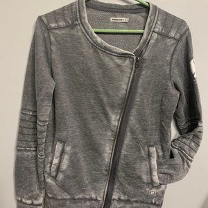 🔥3/$30 S Factor NY Sheila Kelley Pole Grey Wash Moto Zip Jacket Small